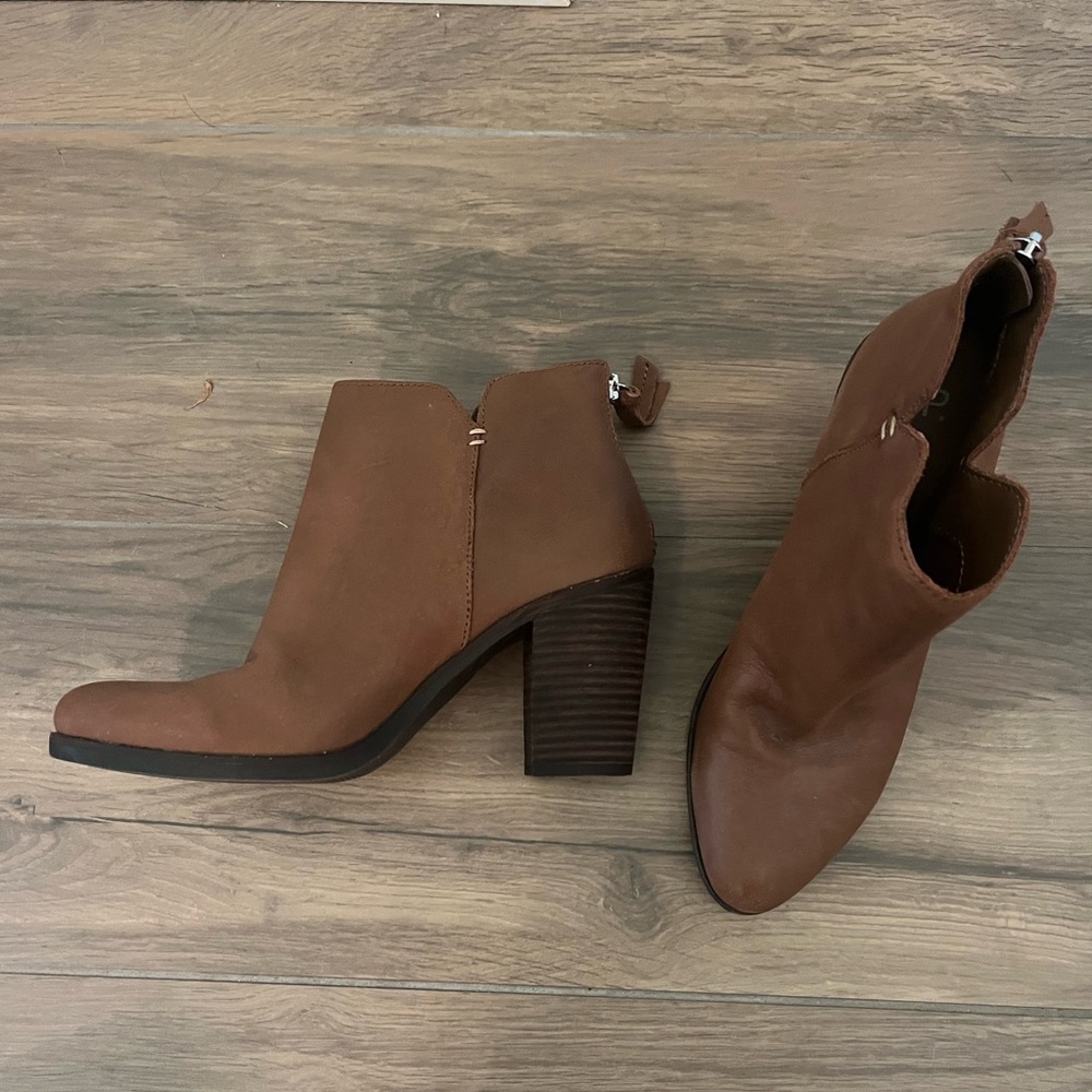 Brown leather booties